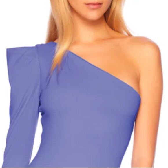 NWT Susana Monaco Pleated One Arm Dress Purple Orchid XL - Picture 3 of 14